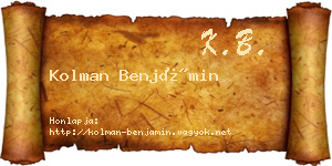 Kolman Benjámin névjegykártya